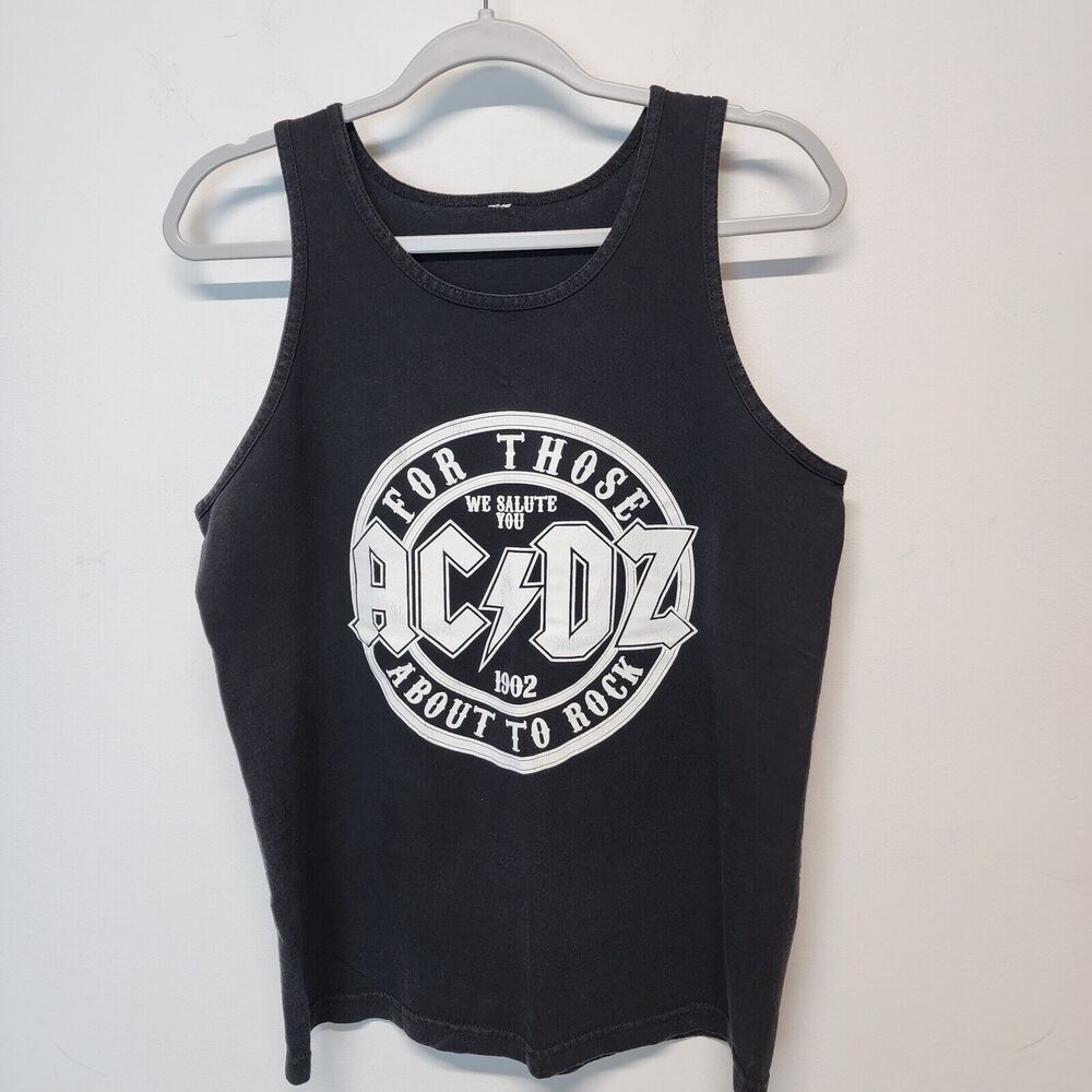 Vintage AC/DC Tank Top Size M 36" For Those About To Rock Black Cotton Rare